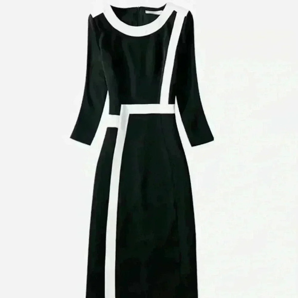 Woosea women’s black and white color block medium dress formal businesse… - Picture 4 of 14